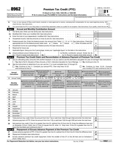 Free IRS 8962 Form in PDF