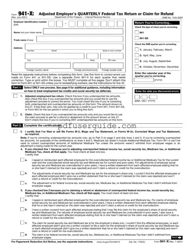 Free IRS 941-X Form in PDF