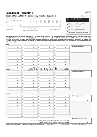 Free IRS Schedule B 941 Form in PDF