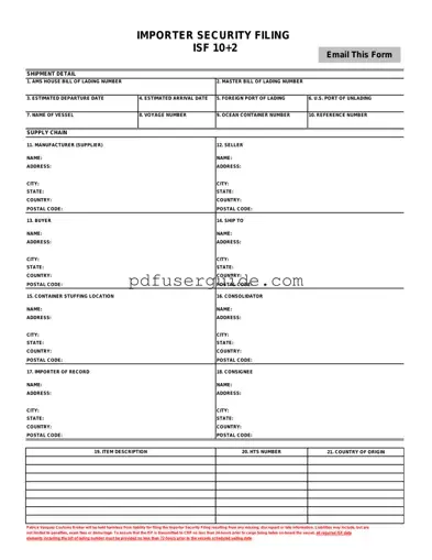 Free Isf Form in PDF