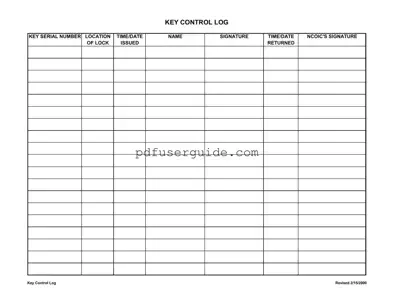 Free Key Control Log Form in PDF