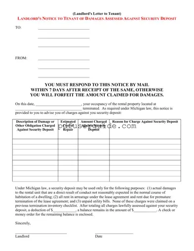 Free Landlord Damages Letter Form in PDF