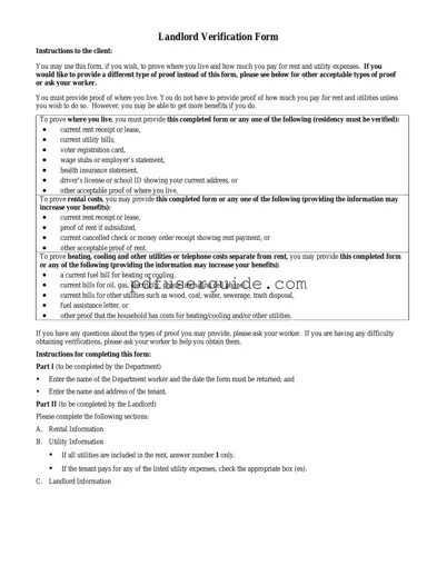 Free Landlord Verification Form in PDF