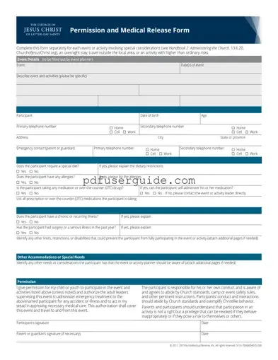Free Lds Permission Form in PDF