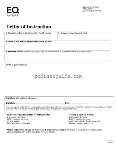 Free Letter Of Instruction Form in PDF