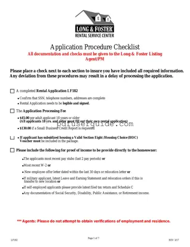 Free Long And Foster Rental Application Form in PDF
