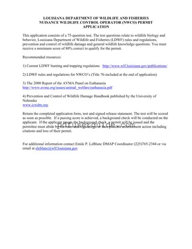 Free Louisiana Nwco Test Form in PDF