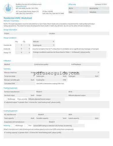 Free Manual J Form in PDF