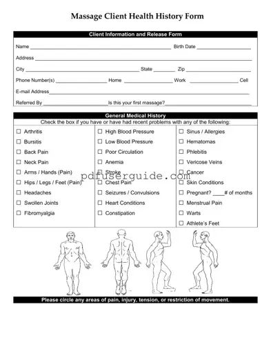 Free Massage Health History Form in PDF