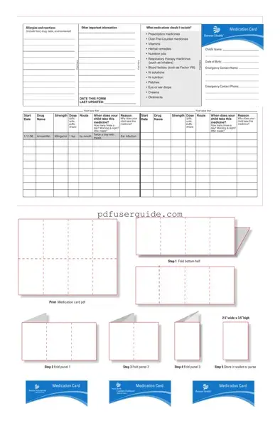 Free Medication List For Wallet Form in PDF