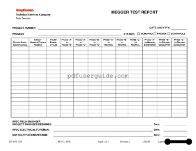 Free Megger Test Form in PDF