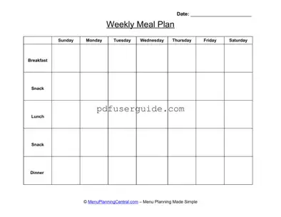 Free Menu Planner Form in PDF