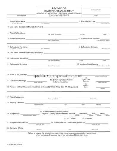 Free Michigan Dch 0838 Form in PDF