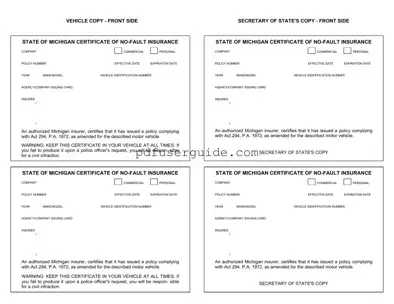 Free Michigan No Fault Insurance Form in PDF