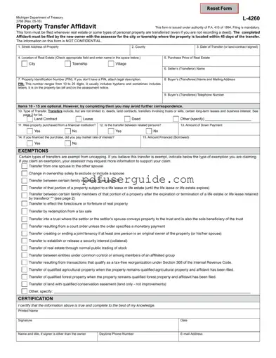 Free Michigan Property Transfer Affidavit 2766 Form in PDF