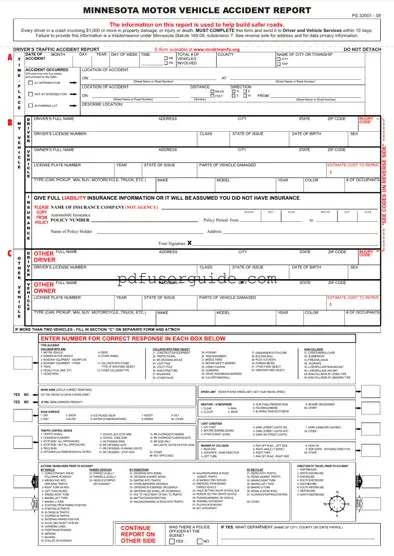 Free Minnesota Accident Report Form in PDF
