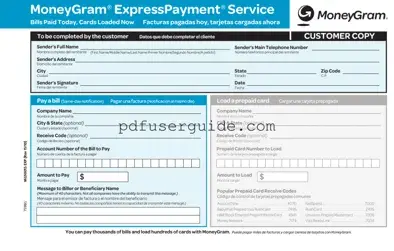 Free Moneygram Express Payment Form in PDF
