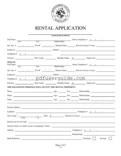 Free Montgomery Rental Application Form in PDF