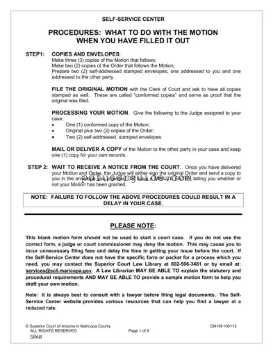 Free Motion Maricopa County Form in PDF