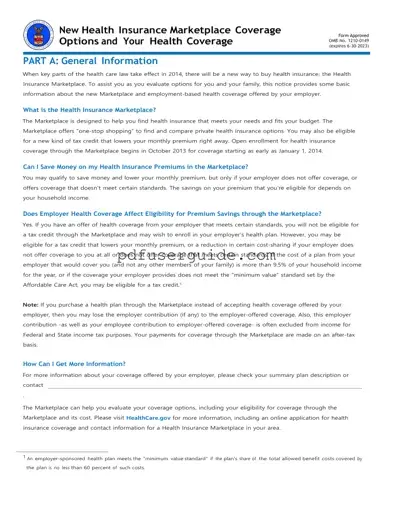 Free New Health Marketplace Coverage Form in PDF