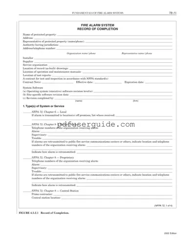 Free Nfpa Completion Record Form in PDF