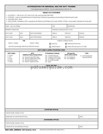 Free Ngb 105 S Form in PDF