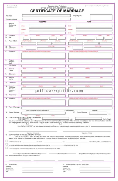 Free No 97 Marriage Form in PDF