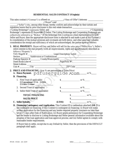 Free No Broker Residential Sales Virginia Form in PDF