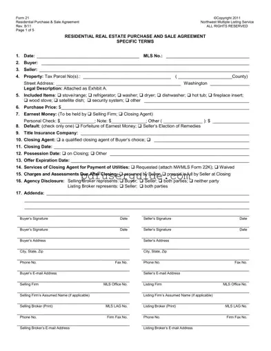 Free Nwmls 21 Form in PDF