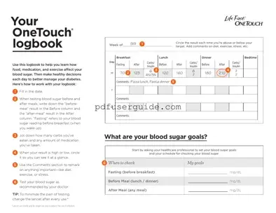 Free Onetouch Logbook Sheet Form in PDF