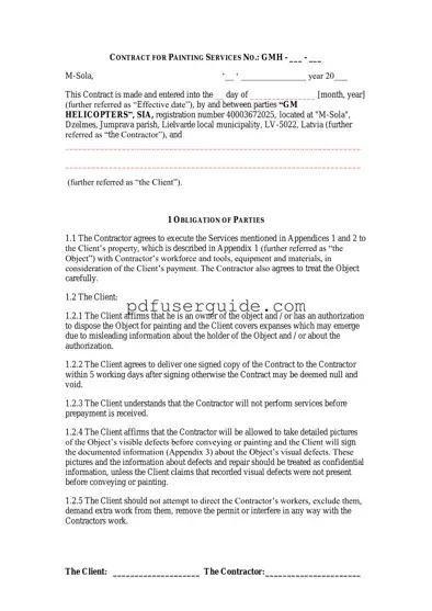 Free Paint Contract Form in PDF