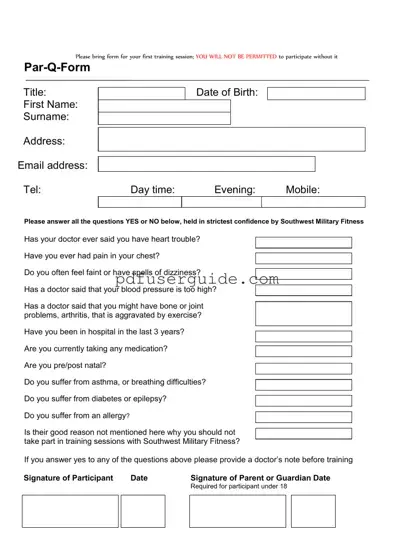 Free Par Q Form in PDF