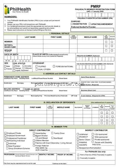 Free Philhealth Registration Form in PDF