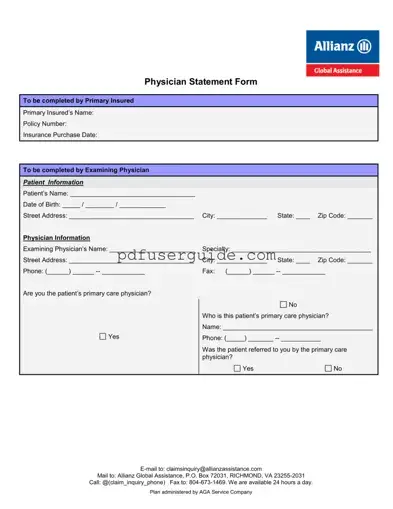Free Physician Statement Form in PDF