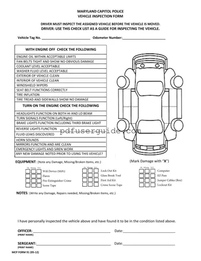 Free Police Vehicle Checklist Form in PDF