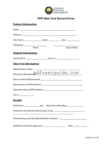 Free Ppd Skin Test Form in PDF