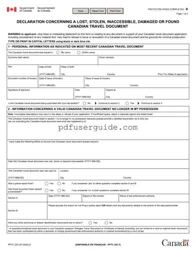 Free Pptc 203 Form in PDF