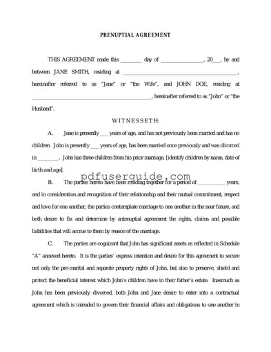 Free Prenuptial Agreement Form in PDF