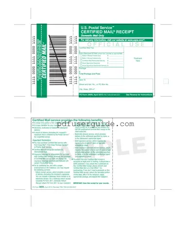 Free Ps 3800 Form in PDF