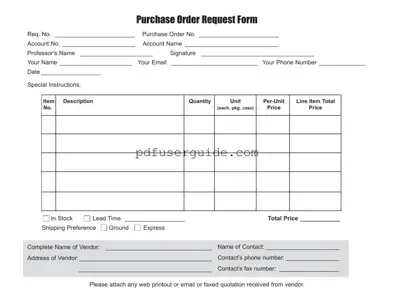 Free Purchase Request Form in PDF
