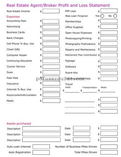 Free Real Estate Agent Profit Form in PDF