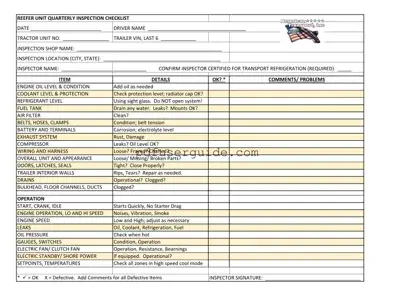 Free Reefer Inspection Form in PDF