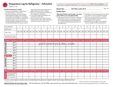 Free Refrigerator Temperature Log Form in PDF