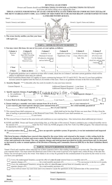 Free Renewal Lease Nyc Form in PDF