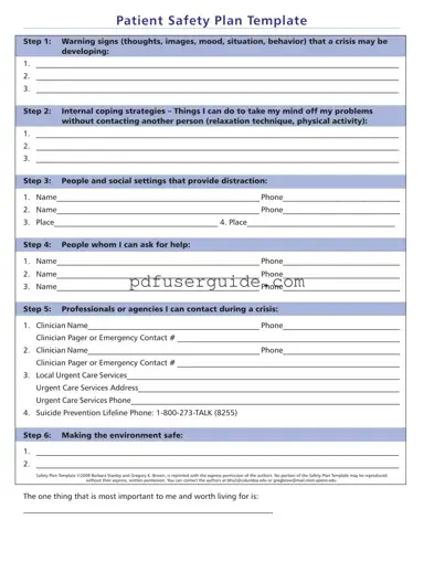 Free Safety Plan Form in PDF