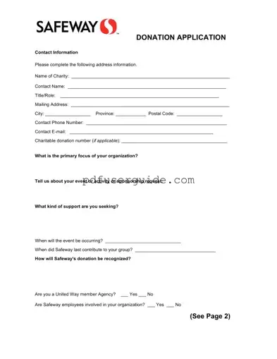 Free Safeway Donation Request Form in PDF