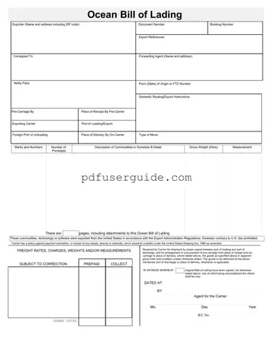 Free Sample Ocean Bill Of Lading Form in PDF