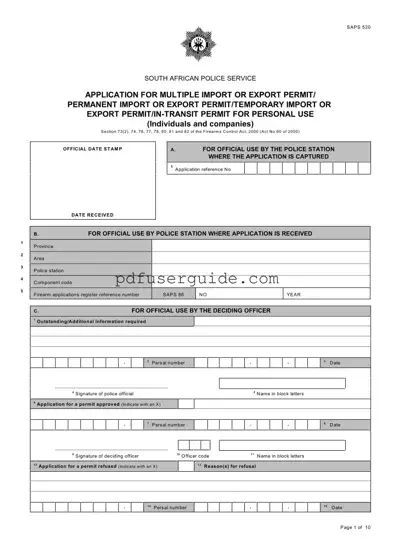 Free Saps 520 Form in PDF