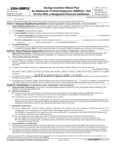 Free IRS 5304-SIMPLE Form in PDF