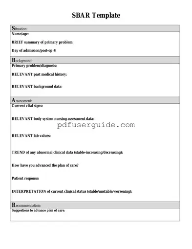 Free Sbar Form in PDF